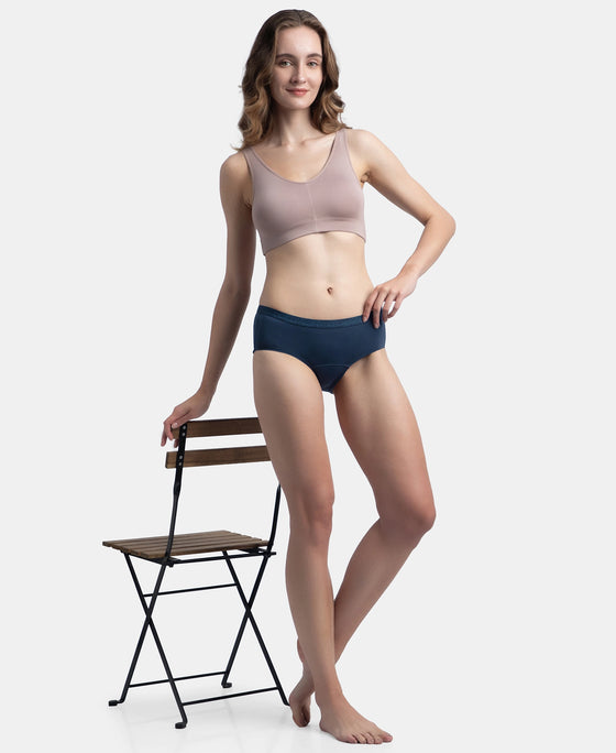 Tactel Microfiber Elastane Stretch Period Panty with Leak Proof Inner Absorbent Layer and StayFresh Treatment - Navy