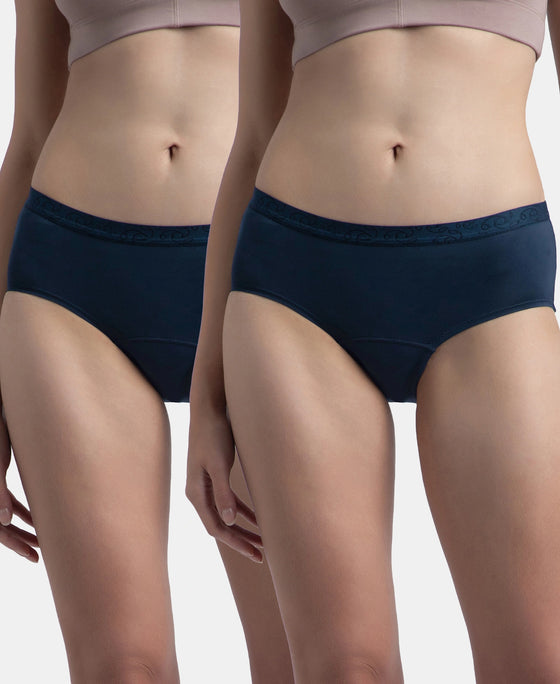 Pack of 2 Tactel Microfiber Elastane Stretch Period Panty with Leak Proof Inner Absorbent Layer and StayFresh Treatment - Navy
