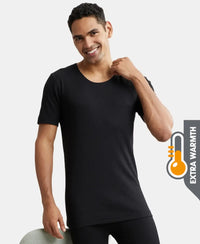 Extra Warmth Super Combed Cotton Rich Half Sleeved Thermal Undershirt with StayWarm Technology - Black