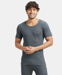 Super Combed Cotton Rich Half Sleeved Thermal Undershirt with StayWarm Technology - Charcoal Melange-5