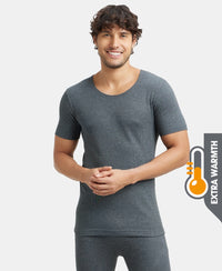 Extra Warmth Super Combed Cotton Rich Half Sleeved Thermal Undershirt with StayWarm Technology - Charcoal Melange
