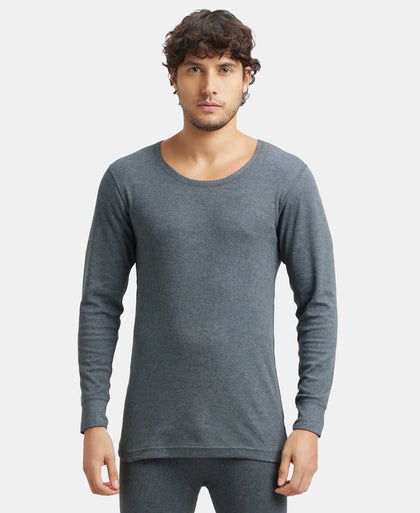 Super Combed Cotton Rich Full Sleeve Thermal Undershirt with StayWarm Technology - Charcoal Melange-1