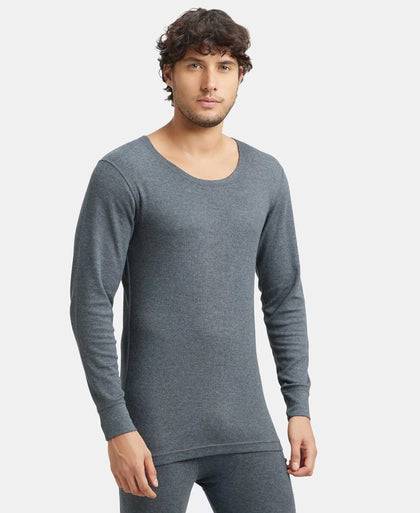 Super Combed Cotton Rich Full Sleeve Thermal Undershirt with StayWarm Technology - Charcoal Melange-2