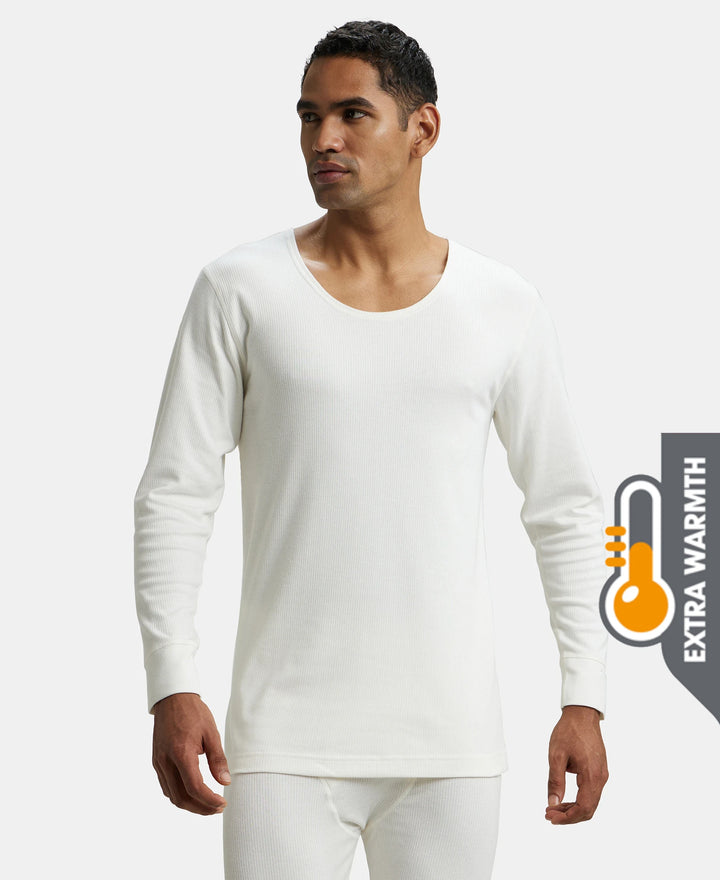 Extra Warmth Super Combed Cotton Rich Full Sleeve Thermal Undershirt with StayWarm Technology - Off White