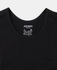 Super Combed Cotton Rich Brushed Fabric Half Sleeved Thermal Undershirt with StayWarm Technology - Black