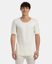 Super Combed Cotton Rich Brushed Fabric Half Sleeved Thermal Undershirt with StayWarm Technology - Off White