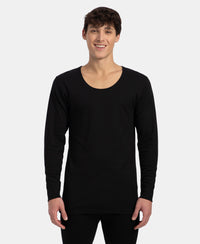 Super Combed Cotton Rich Brushed Fabric Full Sleeved Thermal Undershirt with StayWarm Technology - Black