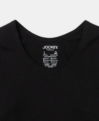 Super Combed Cotton Rich Brushed Fabric Full Sleeved Thermal Undershirt with StayWarm Technology - Black