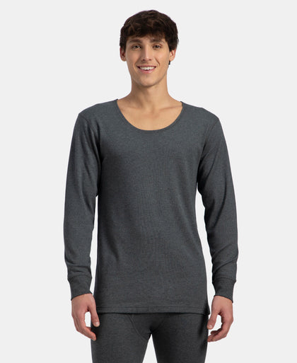 Super Combed Cotton Rich Brushed Fabric Full Sleeved Thermal Undershirt with StayWarm Technology - Charcoal Melange