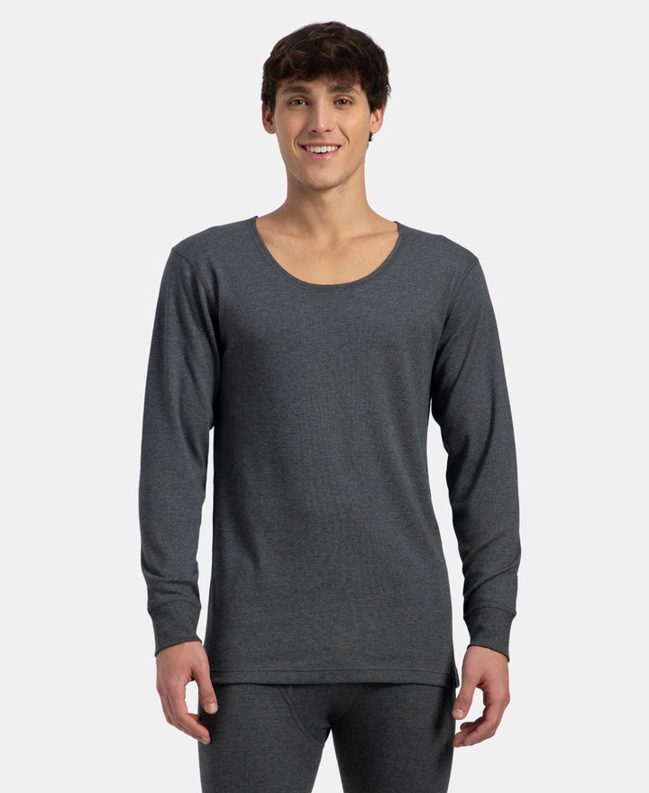 Super Combed Cotton Rich Brushed Fabric Full Sleeved Thermal Undershirt with StayWarm Technology - Charcoal Melange