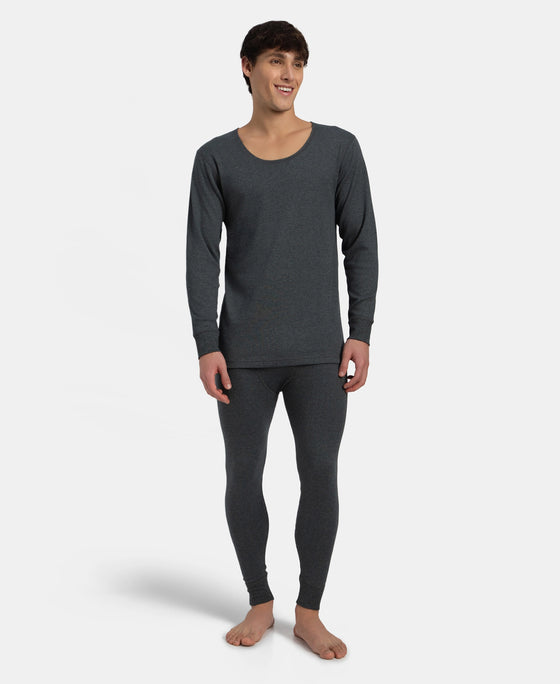 Super Combed Cotton Rich Brushed Fabric Full Sleeved Thermal Undershirt with StayWarm Technology - Charcoal Melange