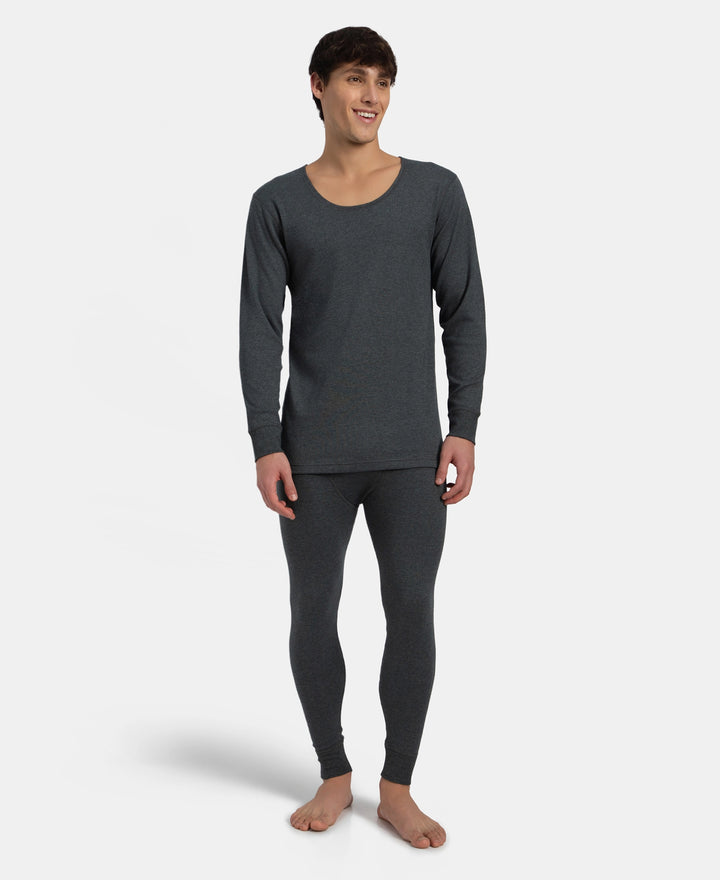 Super Combed Cotton Rich Brushed Fabric Full Sleeved Thermal Undershirt with StayWarm Technology - Charcoal Melange