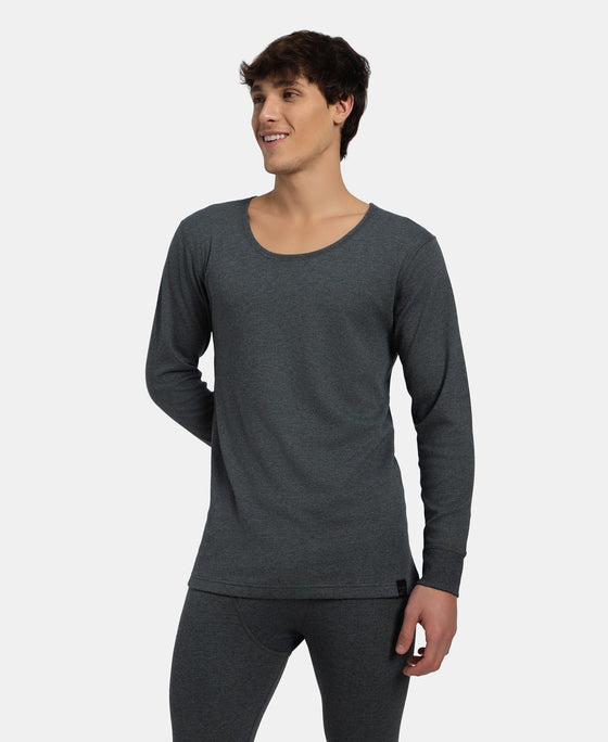 Super Combed Cotton Rich Brushed Fabric Full Sleeved Thermal Undershirt with StayWarm Technology - Charcoal Melange