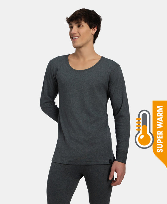 Super Warm Super Combed Cotton Rich Brushed Fabric Full Sleeved Thermal Undershirt with StayWarm Technology - Charcoal Melange