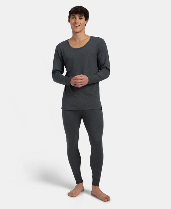 Super Combed Cotton Rich Brushed Fabric Full Sleeved Thermal Undershirt with StayWarm Technology - Charcoal Melange