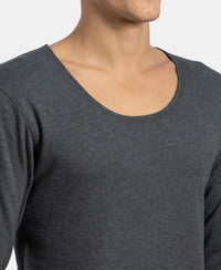 Super Combed Cotton Rich Brushed Fabric Full Sleeved Thermal Undershirt with StayWarm Technology - Charcoal Melange