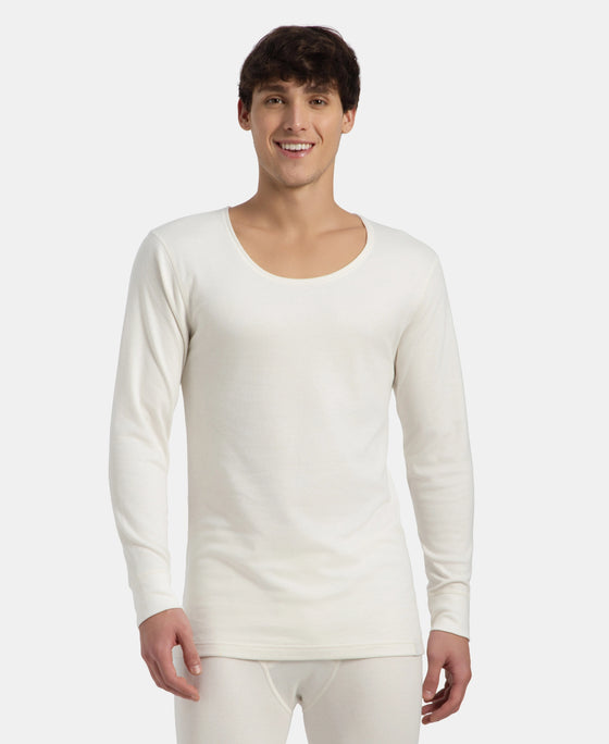 Super Combed Cotton Rich Brushed Fabric Full Sleeved Thermal Undershirt with StayWarm Technology - Off White
