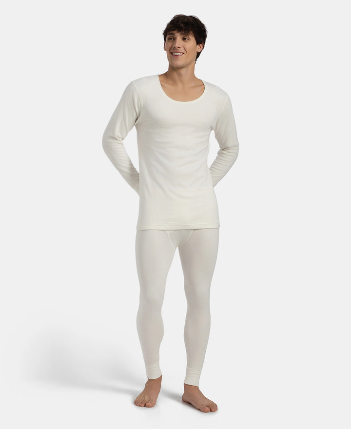 Super Combed Cotton Rich Brushed Fabric Full Sleeved Thermal Undershirt with StayWarm Technology - Off White