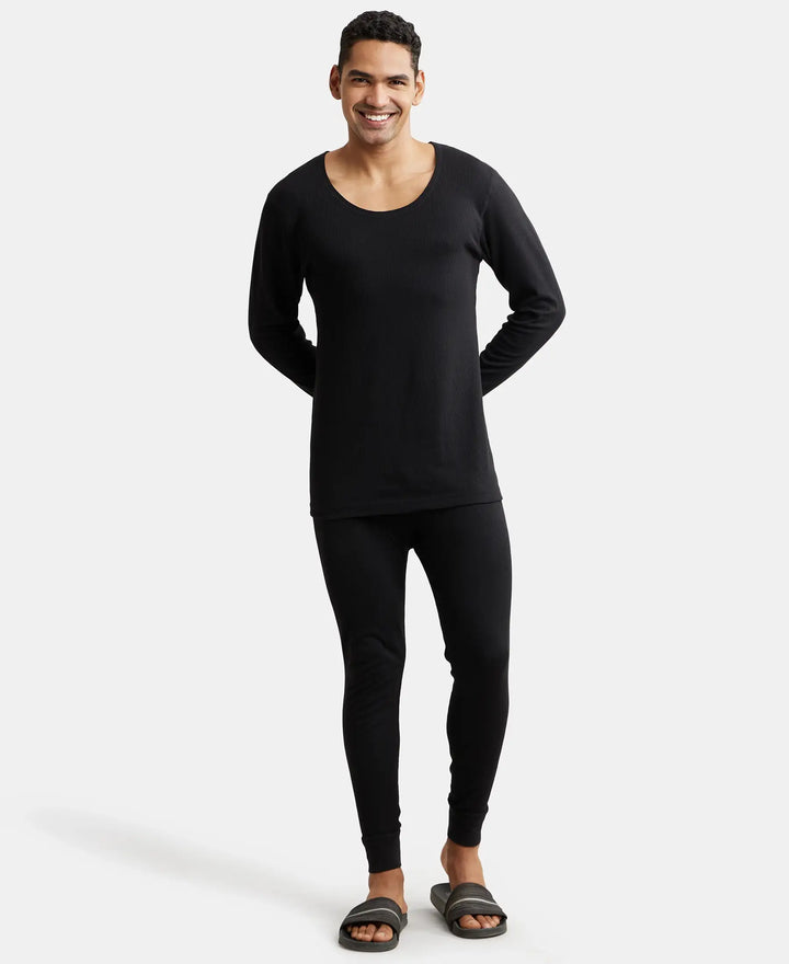 Super Combed Cotton Rich Full Sleeve Thermal Set with StayWarm Technology - Black