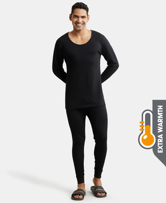 Extra Warmth Super Combed Cotton Rich Full Sleeve Thermal Set with StayWarm Technology - Black