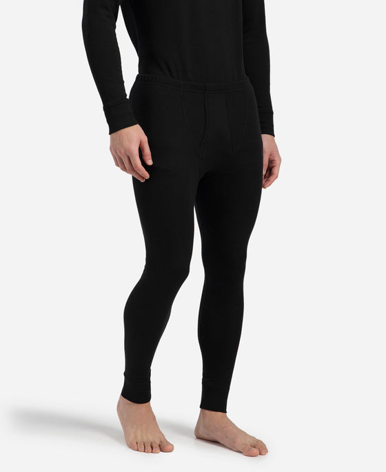 Super Combed Cotton Rich Brushed Fabric Thermal Long John with StayWarm Technology - Black