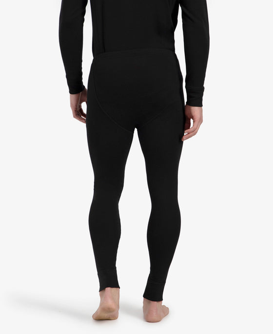 Super Combed Cotton Rich Brushed Fabric Thermal Long John with StayWarm Technology - Black