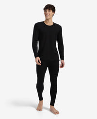 Super Combed Cotton Rich Brushed Fabric Thermal Long John with StayWarm Technology - Black