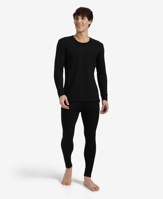 Super Combed Cotton Rich Brushed Fabric Thermal Long John with StayWarm Technology - Black