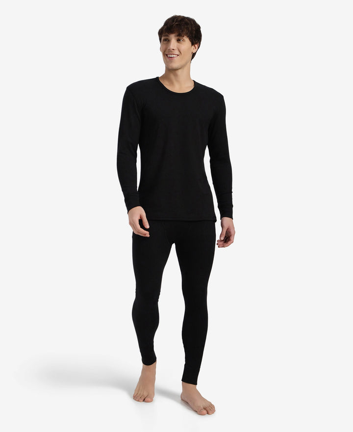 Super Combed Cotton Rich Brushed Fabric Thermal Long John with StayWarm Technology - Black