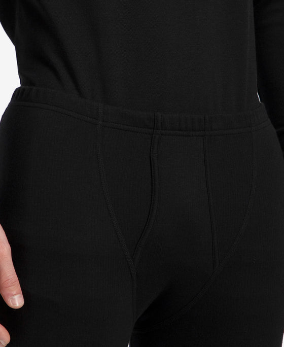 Super Combed Cotton Rich Brushed Fabric Thermal Long John with StayWarm Technology - Black