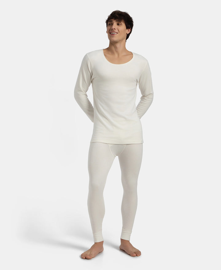 Super Combed Cotton Rich Brushed Fabric Thermal Long John with StayWarm Technology - Off White