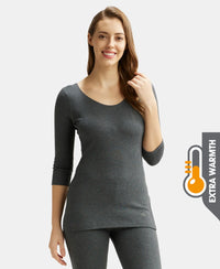 Extra Warmth Super Combed Cotton Rich Three Quarter Sleeve Thermal Top with StayWarm Technology - Charcoal Melange
