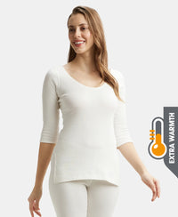 Extra Warmth Super Combed Cotton Rich Three Quarter Sleeve Thermal Top with StayWarm Technology - Off White
