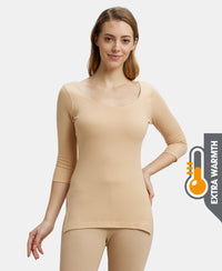 Extra Warmth Super Combed Cotton Rich Three Quarter Sleeve Thermal Top with StayWarm Technology - Skin