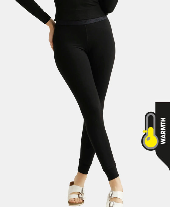 Warmth Soft Touch Microfiber Elastane Stretch Leggings with StayWarm Technology - Black