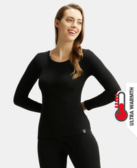 Ultra Warmth Soft Touch Microfiber Elastane Stretch Fleece Fabric Full Sleeve Thermal Top with StayWarm Technology - Black