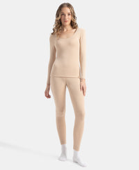 Soft Touch Microfiber Elastane Stretch Fleece Fabric Full Sleeve Thermal Top with StayWarm Technology - Skin