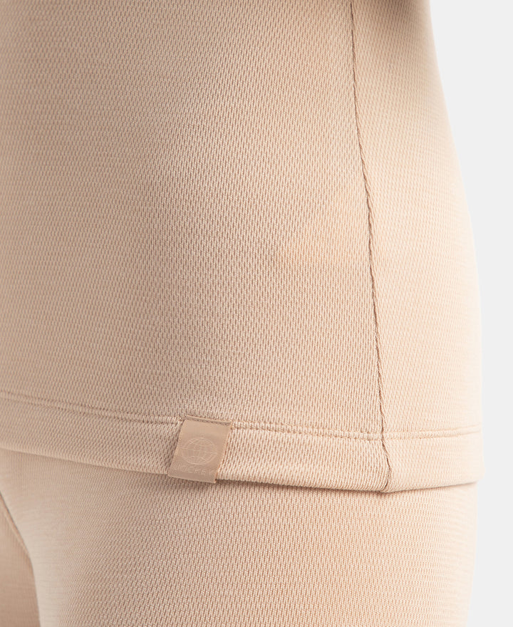 Soft Touch Microfiber Elastane Stretch Fleece Fabric Full Sleeve Thermal Top with StayWarm Technology - Skin