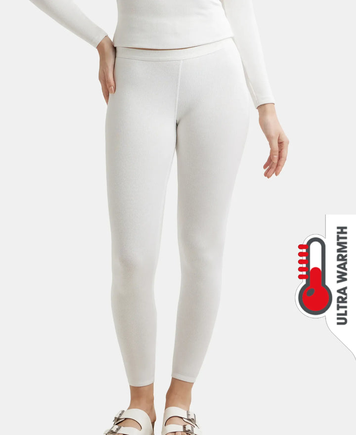 Ultra Warmth Soft Touch Microfiber Elastane Stretch Fleece Fabric Thermal Leggings with StayWarm Technology - Light Bright White