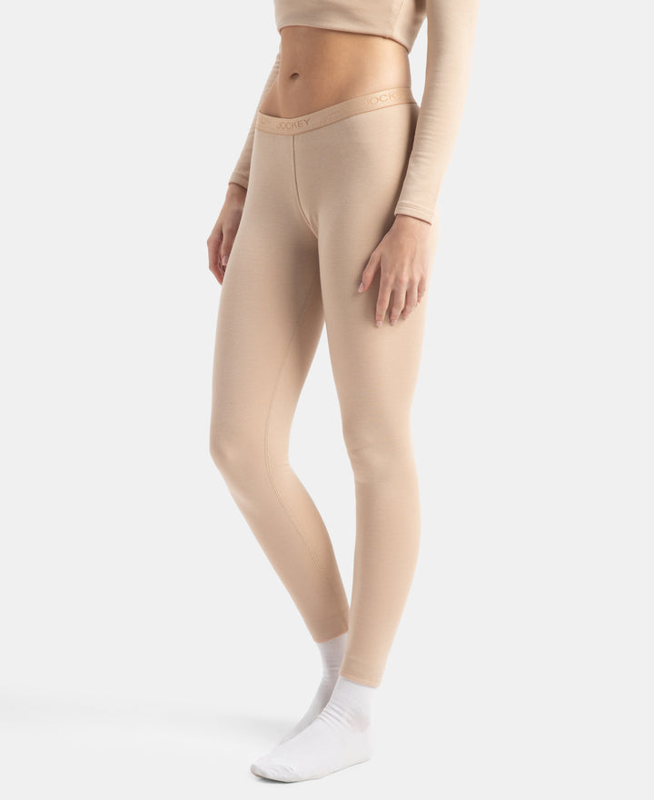 Soft Touch Microfiber Elastane Stretch Fleece Fabric Thermal Leggings with StayWarm Technology - Skin