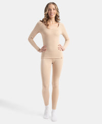 Soft Touch Microfiber Elastane Stretch Fleece Fabric Thermal Leggings with StayWarm Technology - Skin