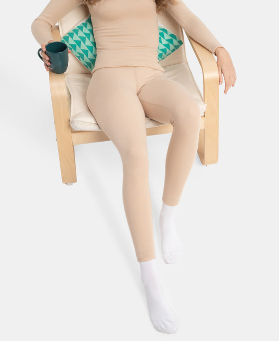 Soft Touch Microfiber Elastane Stretch Fleece Fabric Thermal Leggings with StayWarm Technology - Skin