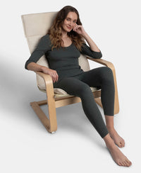 Super Combed Cotton Rich Brushed Three Quarter Sleeve Thermal Top with StayWarm Technology - Charcoal Melange