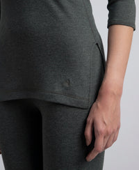 Super Combed Cotton Rich Brushed Three Quarter Sleeve Thermal Top with StayWarm Technology - Charcoal Melange