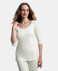 Super Combed Cotton Rich Brushed Three Quarter Sleeve Thermal Top with StayWarm Technology - Off White