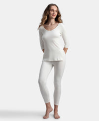 Super Combed Cotton Rich Brushed Three Quarter Sleeve Thermal Top with StayWarm Technology - Off White