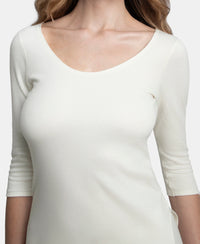Super Combed Cotton Rich Brushed Three Quarter Sleeve Thermal Top with StayWarm Technology - Off White