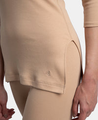 Super Combed Cotton Rich Brushed Three Quarter Sleeve Thermal Top with StayWarm Technology - Skin