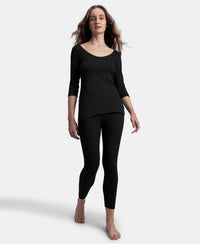 Super Warm Super Combed Cotton Rich Brushed Fabric Thermal Leggings with StayWarm Technology - Black