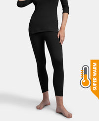 Super Warm Super Combed Cotton Rich Brushed Fabric Thermal Leggings with StayWarm Technology - Black